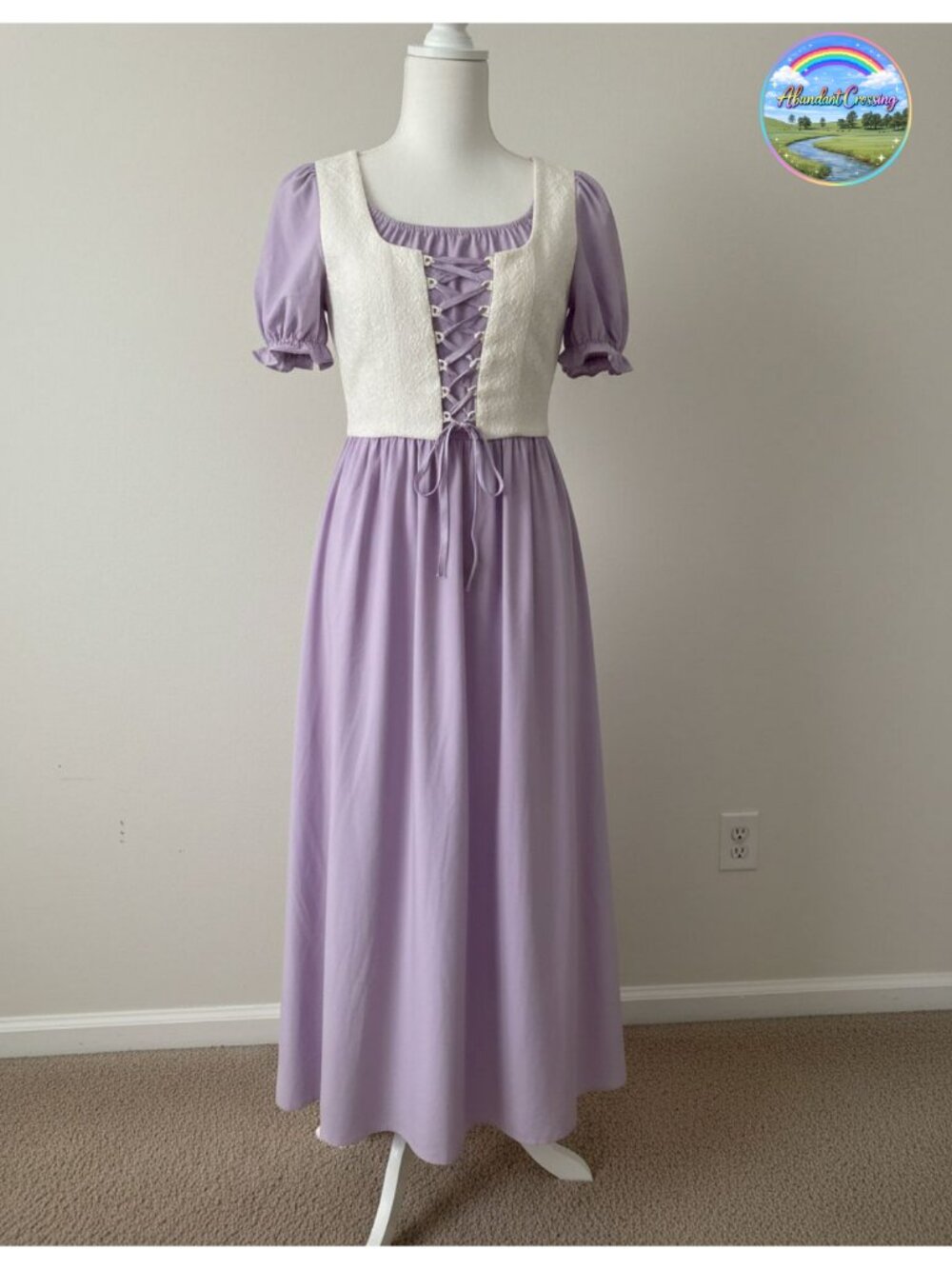Girls Renaissance Maxi Dress Puff Sleeve Lace-Up Special Occasion